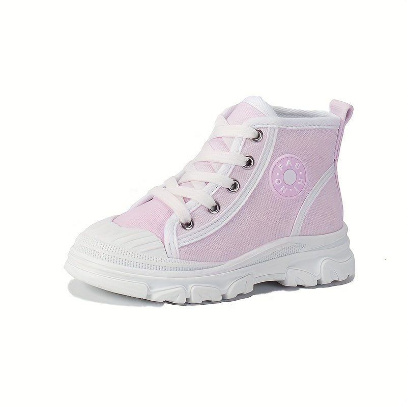Girls High Top Canvas Sneakers Casual Anti skid Lace up Shoes