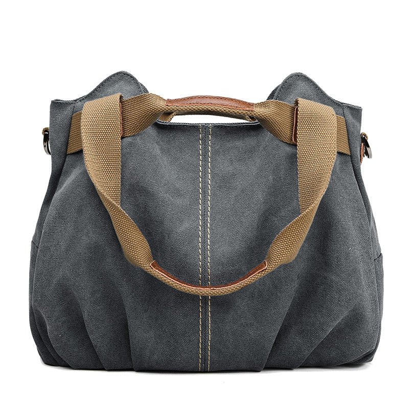 Casual Canvas Tote Bag Layer Shoulder Bag Vintage Storage Handbag