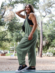  V Neck Cami Jumpsuit with Zipper Pockets
