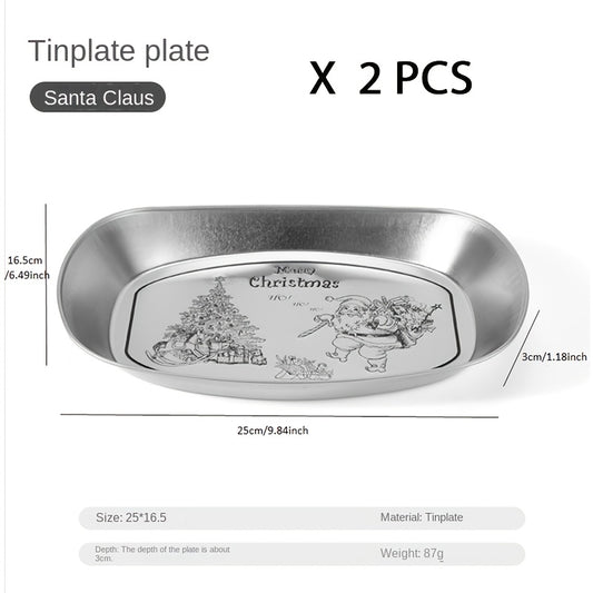 2pcs Vintage Outdoor Plate Camping Dinnerware Grilling Tray