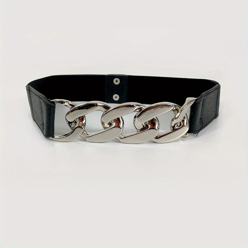 Women's Chain Decor Belt Elastic Metal Belt