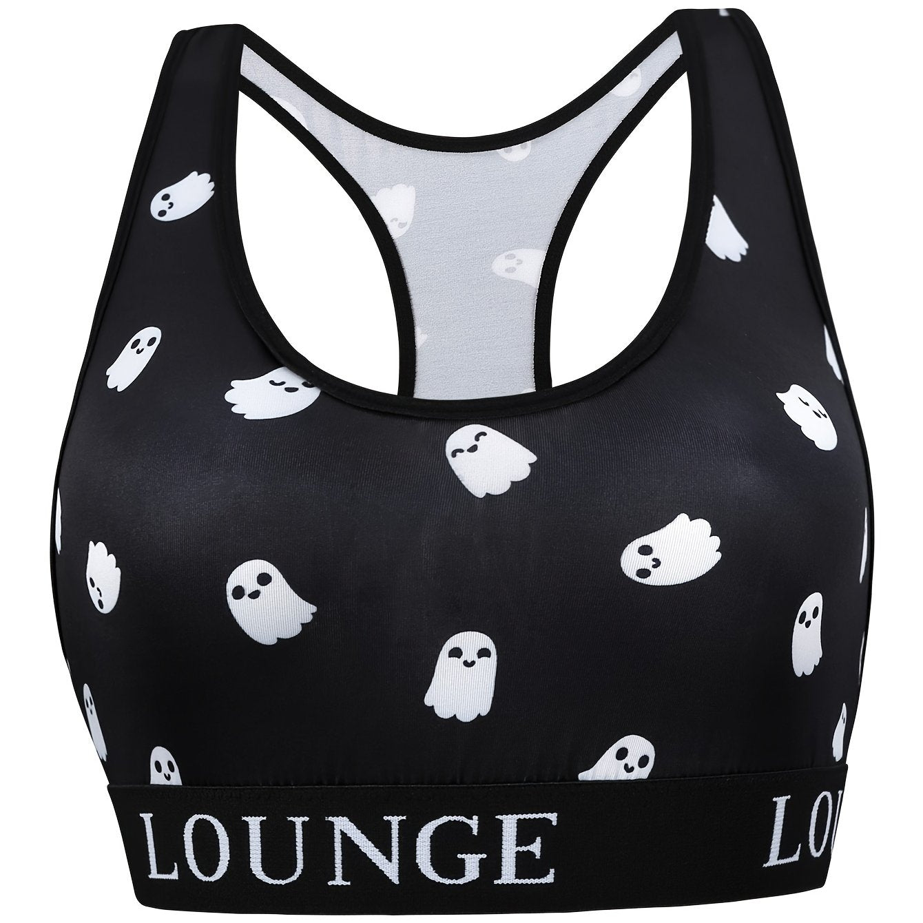  Halloween Sports Bra Women's Plus Ghost Print Letter Tape
