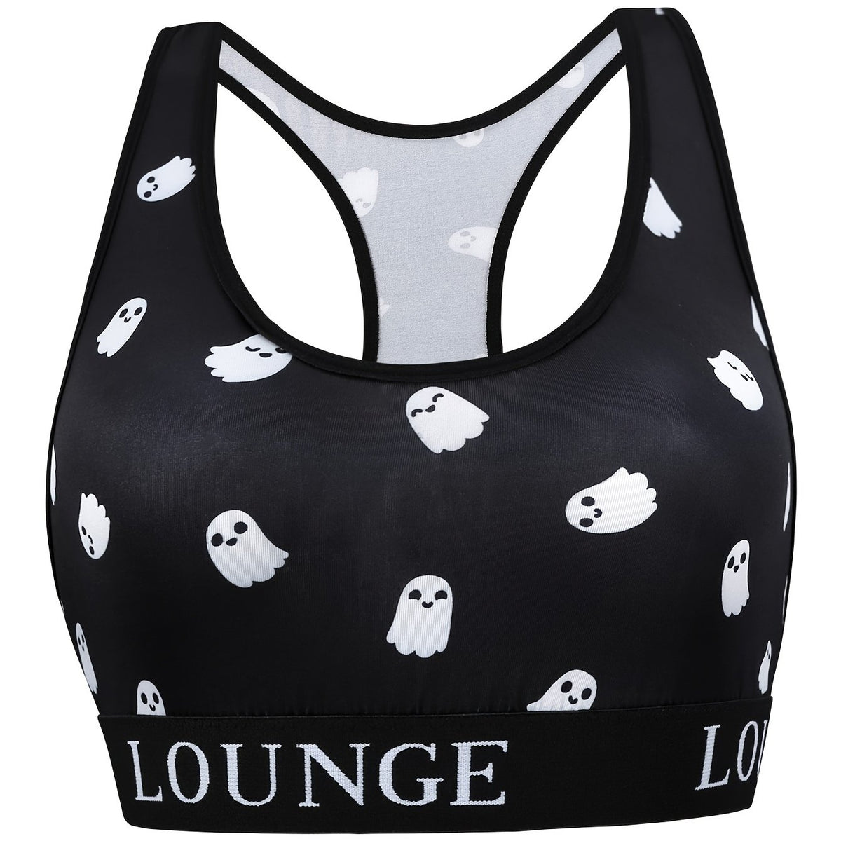  Halloween Sports Bra Women's Plus Ghost Print Letter Tape