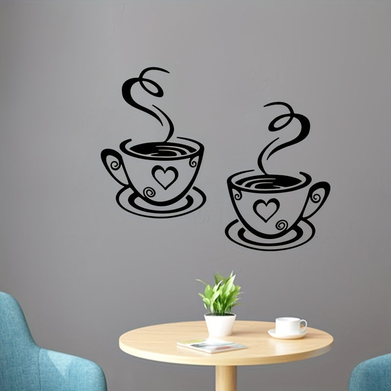 2 Pcs Coffee Cups Wall Decal Vinyl Sticker for Home Office Kitchen Cafe