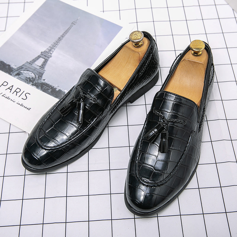 Men's Crocodile Print Tassel Loafer Shoes Lightweight Slip On