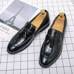 Men's Crocodile Print Tassel Loafer Shoes Lightweight Slip On