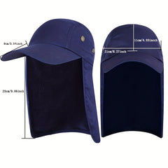 Camouflage Baseball Cap With Neck Flap Hood Waterproof Sun Visor