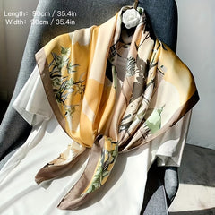 89 92cm Sunproof Silk Square Scarf Light Printed Soft Shawl