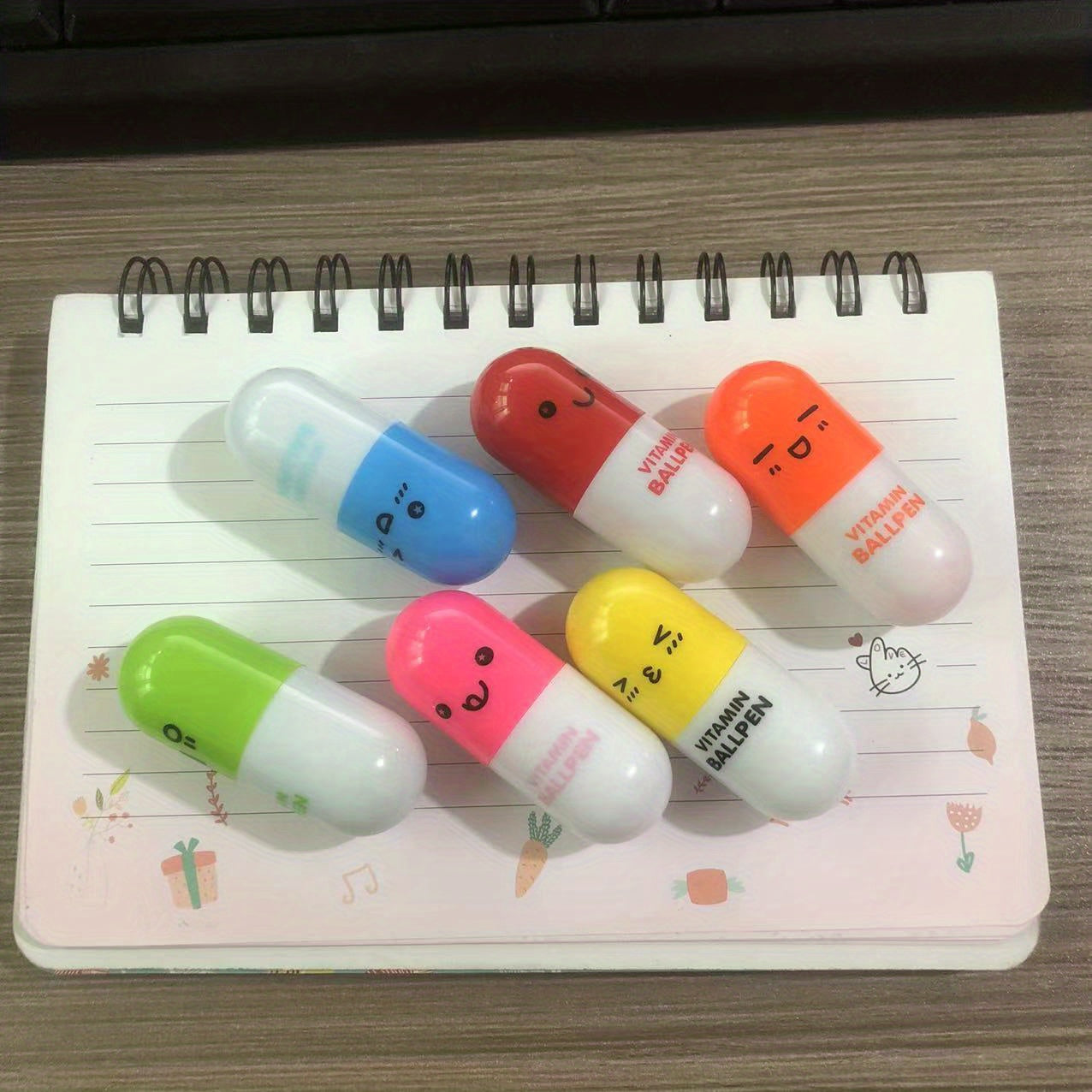 6pcs 0.5mm Retractable Ballpoint Pen Cartoon Pen School Stationery