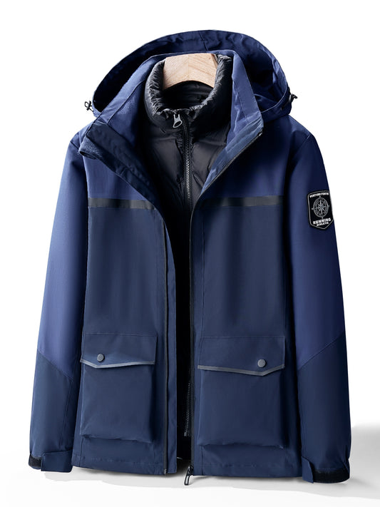 Unisex Ski Jacket with Detachable Fleece Coat Thermal Waterproof Windproof