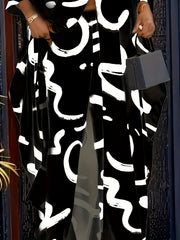 Women's Plus Graffiti Print Wide Leg Trousers