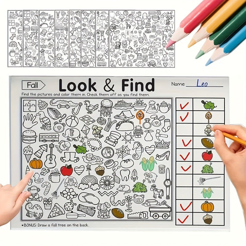 Kids Hidden Pattern Book - Dinosaur, Food, Snowflakes, Fruits