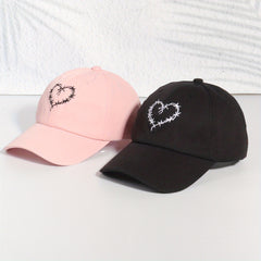 Couple Baseball Cap Heart Embroidery Sun Hat Adjustable Dad Hats