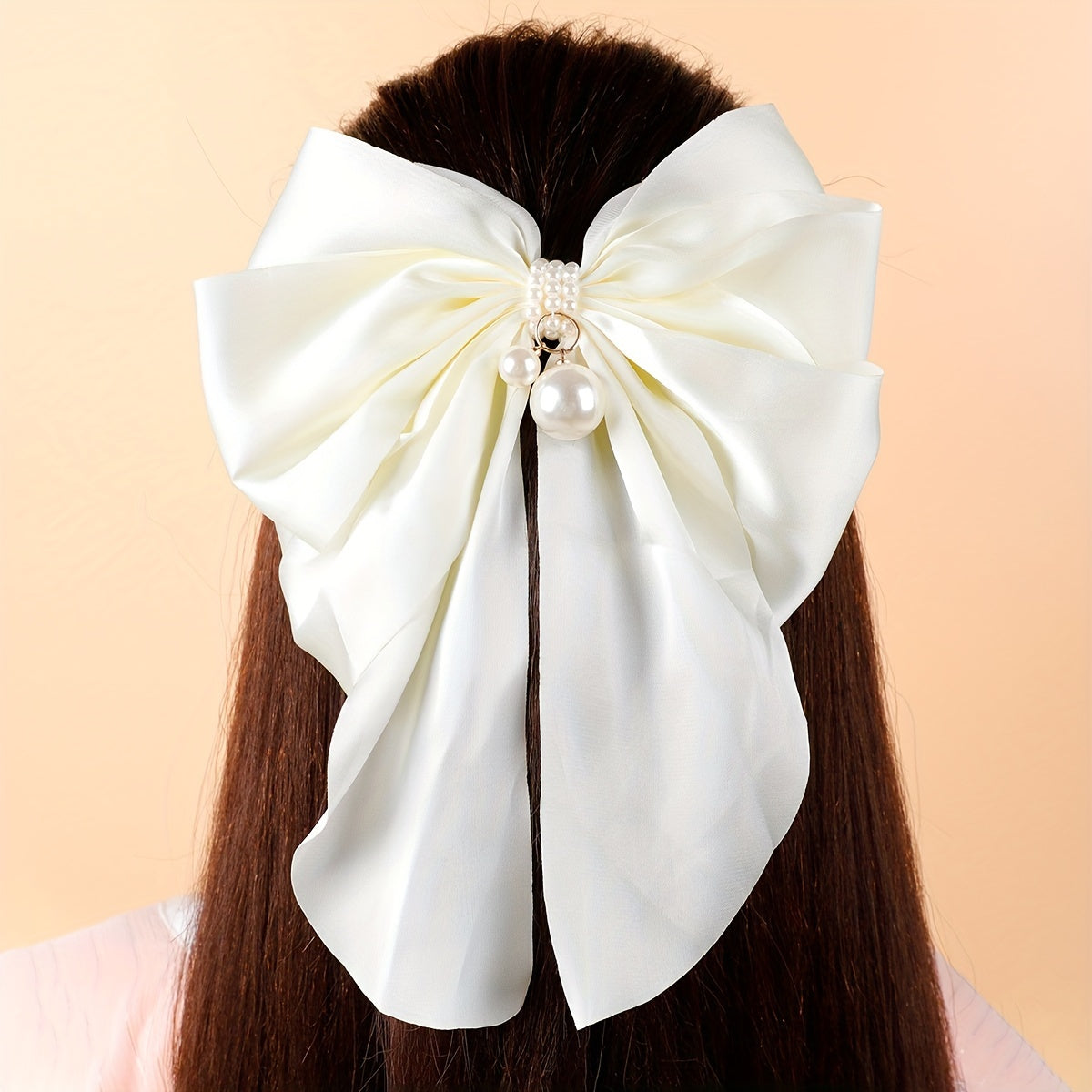 Large Satin Bow Hair Clip French Barrette Ponytail Women Accessories