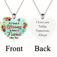 Friendship Love Crystal Pendant Necklace For BFF Bestie Sister