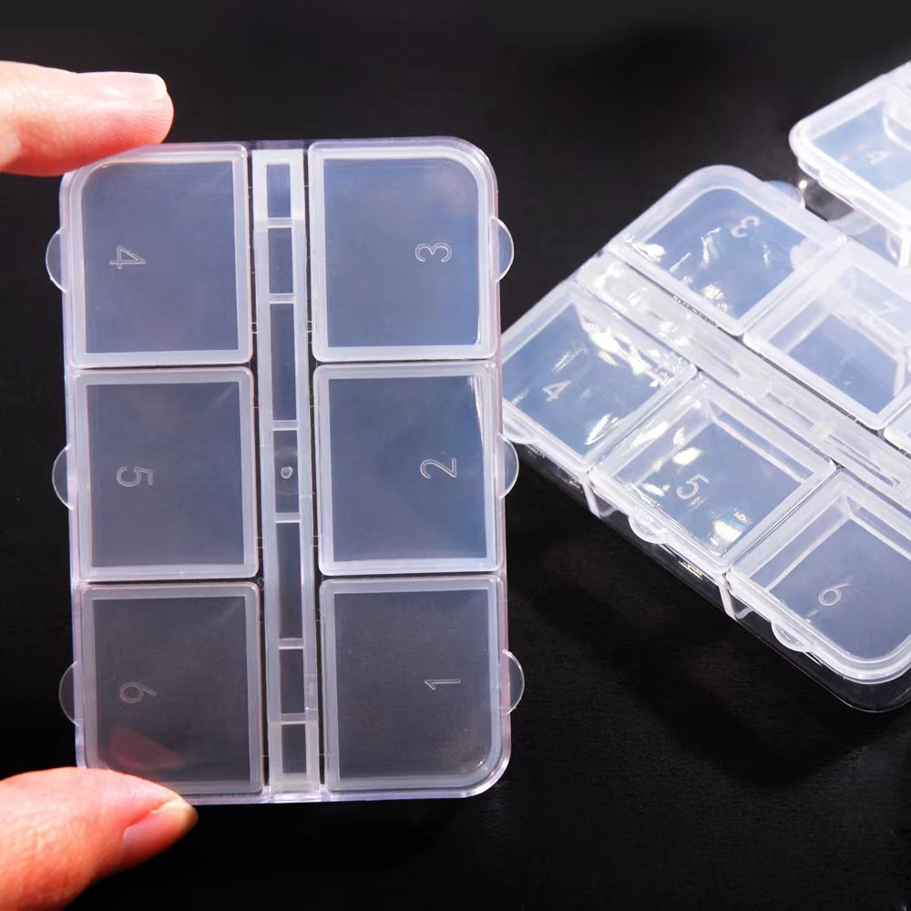 6 Grid Transparent Plastic Storage Box with Lid