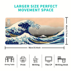 Japan Ukiyoe Sea Wave Mouse Pad XXL Kanagawa Desktop Pad