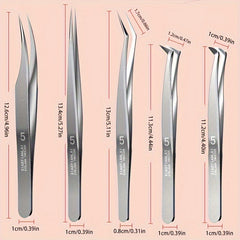 5pcs Eyelash Tweezers Clips Set for Beginners