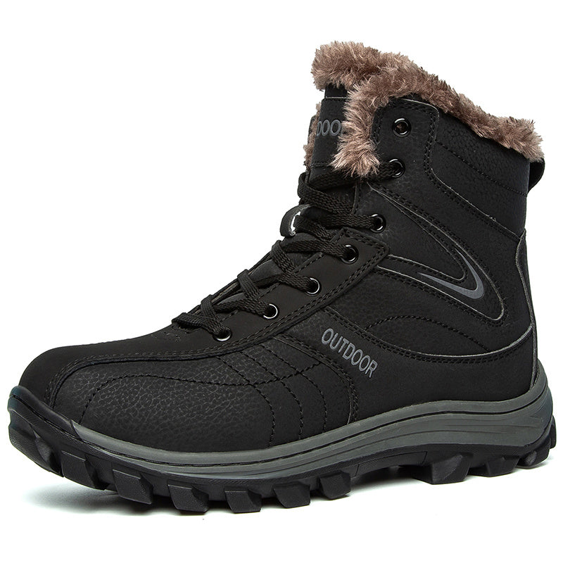 Men's Snow Boots Leather Warm Fleece Hiking Tactical Military Winter