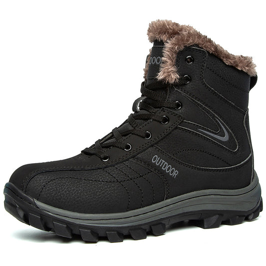 Men's Snow Boots Leather Warm Fleece Hiking Tactical Military Winter