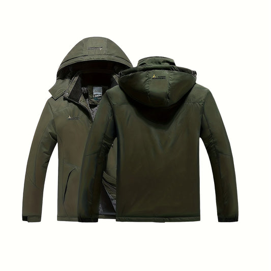 Men's Hooded Windproof Winter Jacket Zip Up Casual