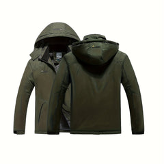 Men's Hooded Windproof Winter Jacket Zip Up Casual