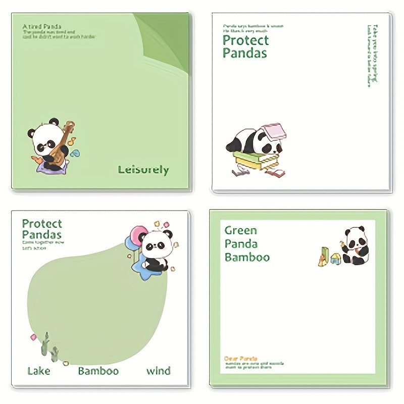 4 Pack Panda Pattern Sticky Notes 16 Unique Designs 80 Sheets