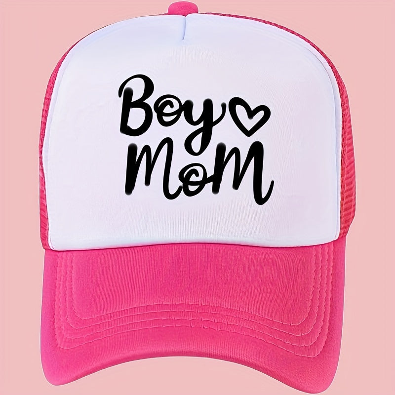 Boy Mom Printed Trucker Hat Baseball Cap Adjustable Mesh Sunshade Dad Hat