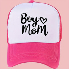 Boy Mom Printed Trucker Hat Baseball Cap Adjustable Mesh Sunshade Dad Hat