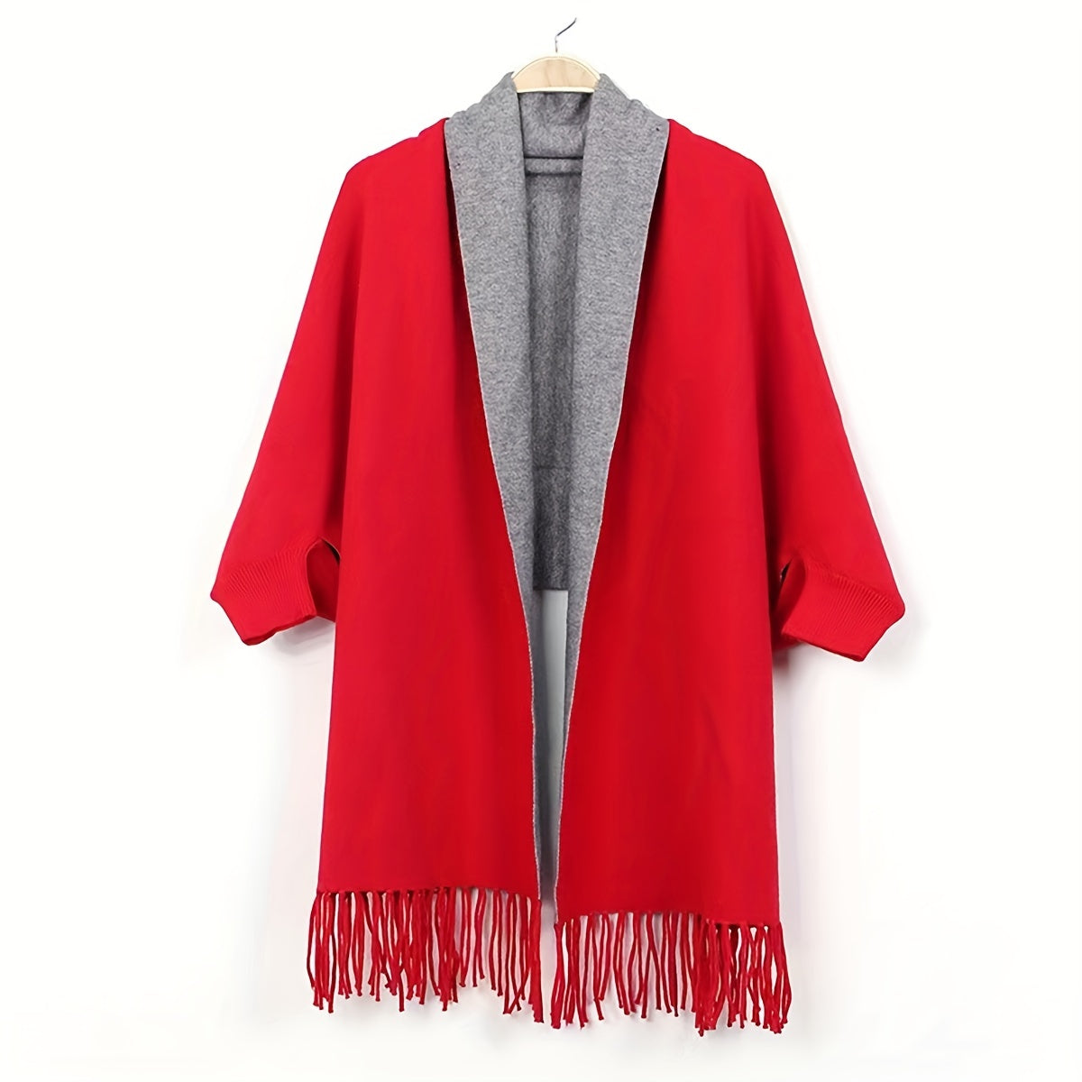 70cm Large Shawl Thick Warm Tassel Scarf Windproof Cape Cardigan