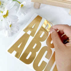 6pcs Large 2.5 Golden Foil Vinyl Stickers Alphabet & Numbers