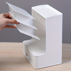 Desk Pen Holder with 7 Compartments and 1 Drawer