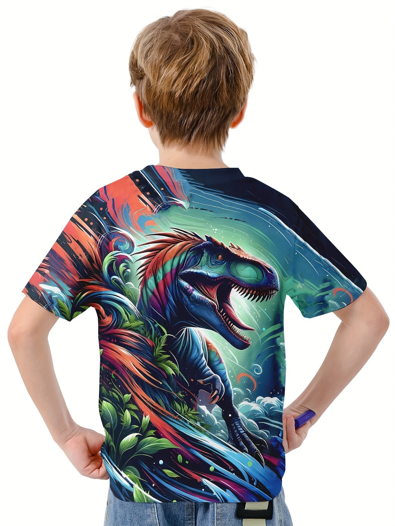 T Rex 3D Print Boy's Casual Tees Short Sleeve Crew Neck Comfy Versiable T shirt