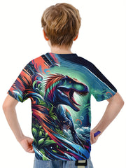 T Rex 3D Print Boy's Casual Tees Short Sleeve Crew Neck Comfy Versiable T shirt