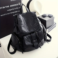 Vintage Pocket Backpack Purse Retro Flap Preppy School Bag Women's All Match