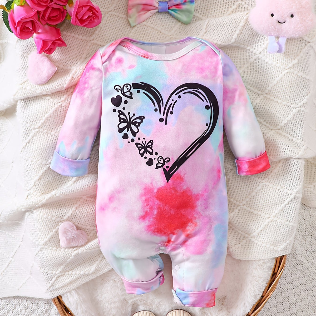 Baby Girl Cartoon Print Long Sleeve Bodysuit