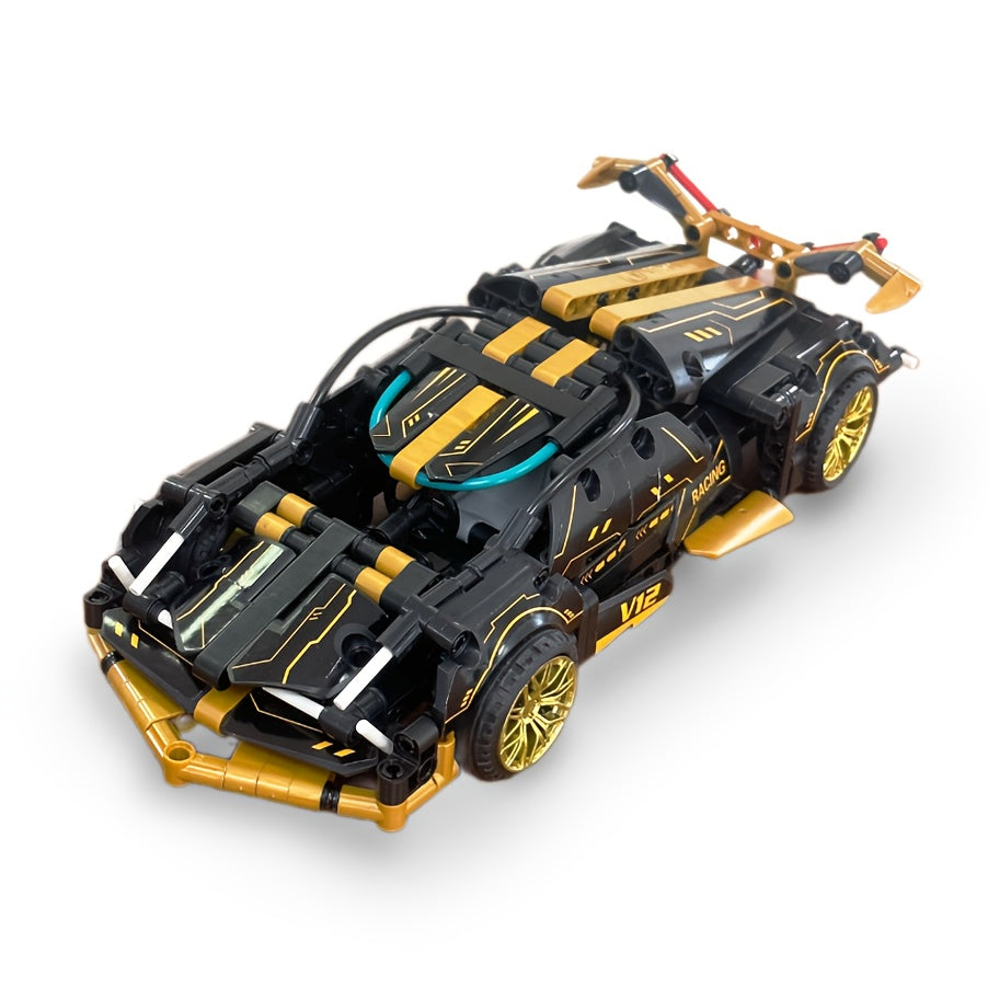 Golden Static V12 Sports Car Building Blocks Toys 1 18 Scale Adult Challenge