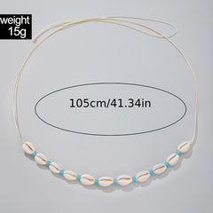 Shell Beaded Waist Chain Elastic Braided Waistband