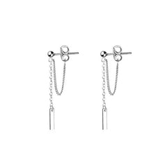 Modern Sterling Silver Bar Threader Earrings