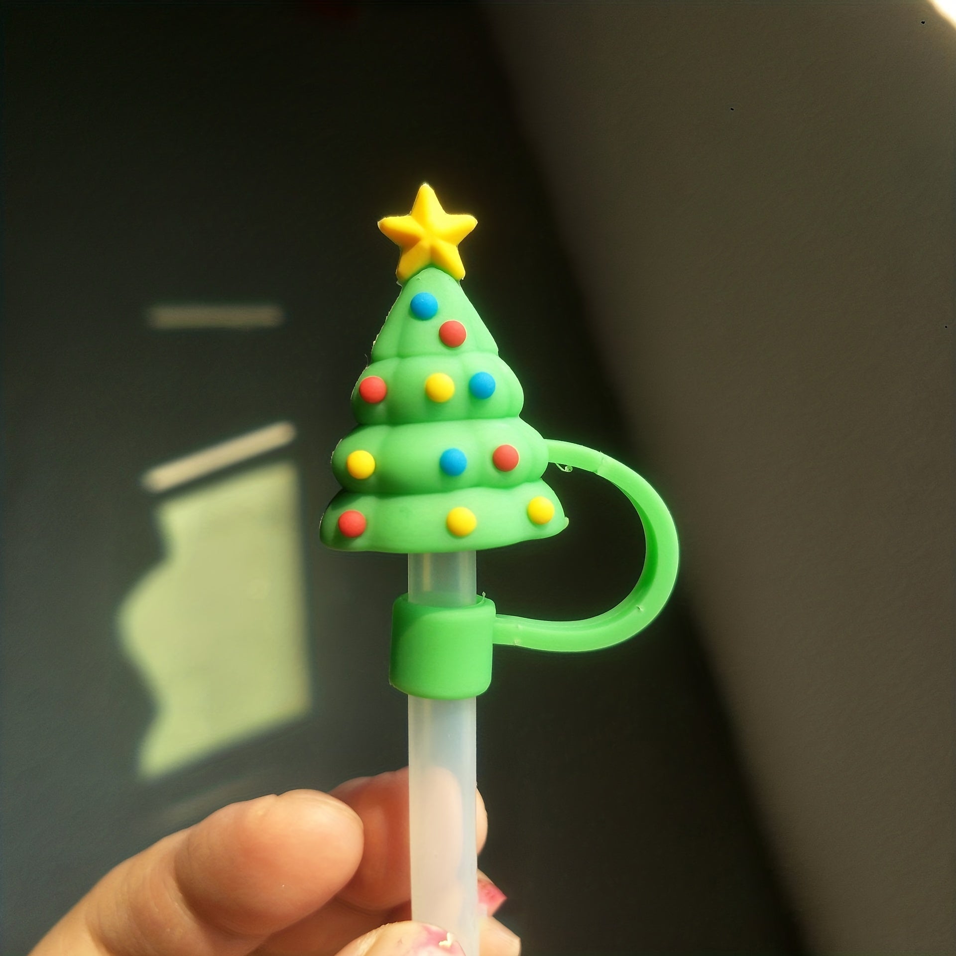 Christmas Silicone Straw Cover Straw Cap Reusable Santa Claus Halloween Tips