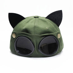 Cat Ears Aviator Glasses Baseball Cap Peaked Cap Unisex Cat Ear