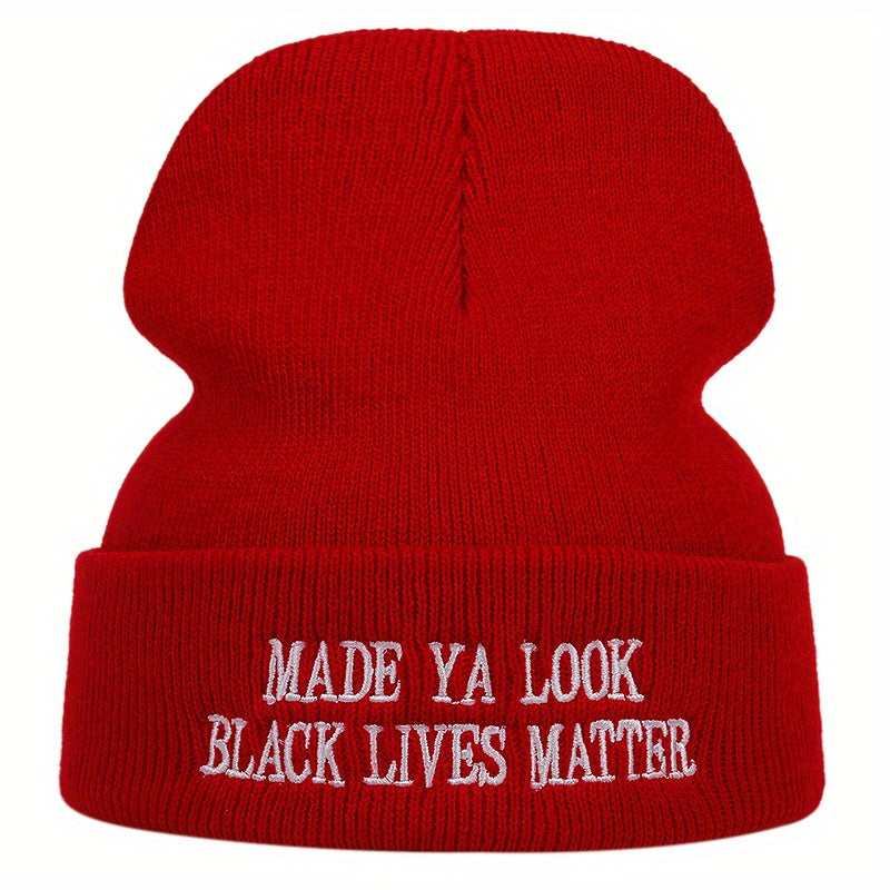 Knitted Hat Embroidery Ski Winter Beanie Skullies Cap Hip H