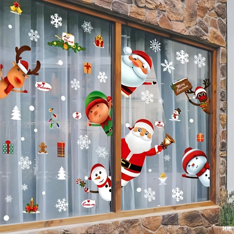 248pcs Christmas Snowflake Window Clings Stickers Xmas Decorations