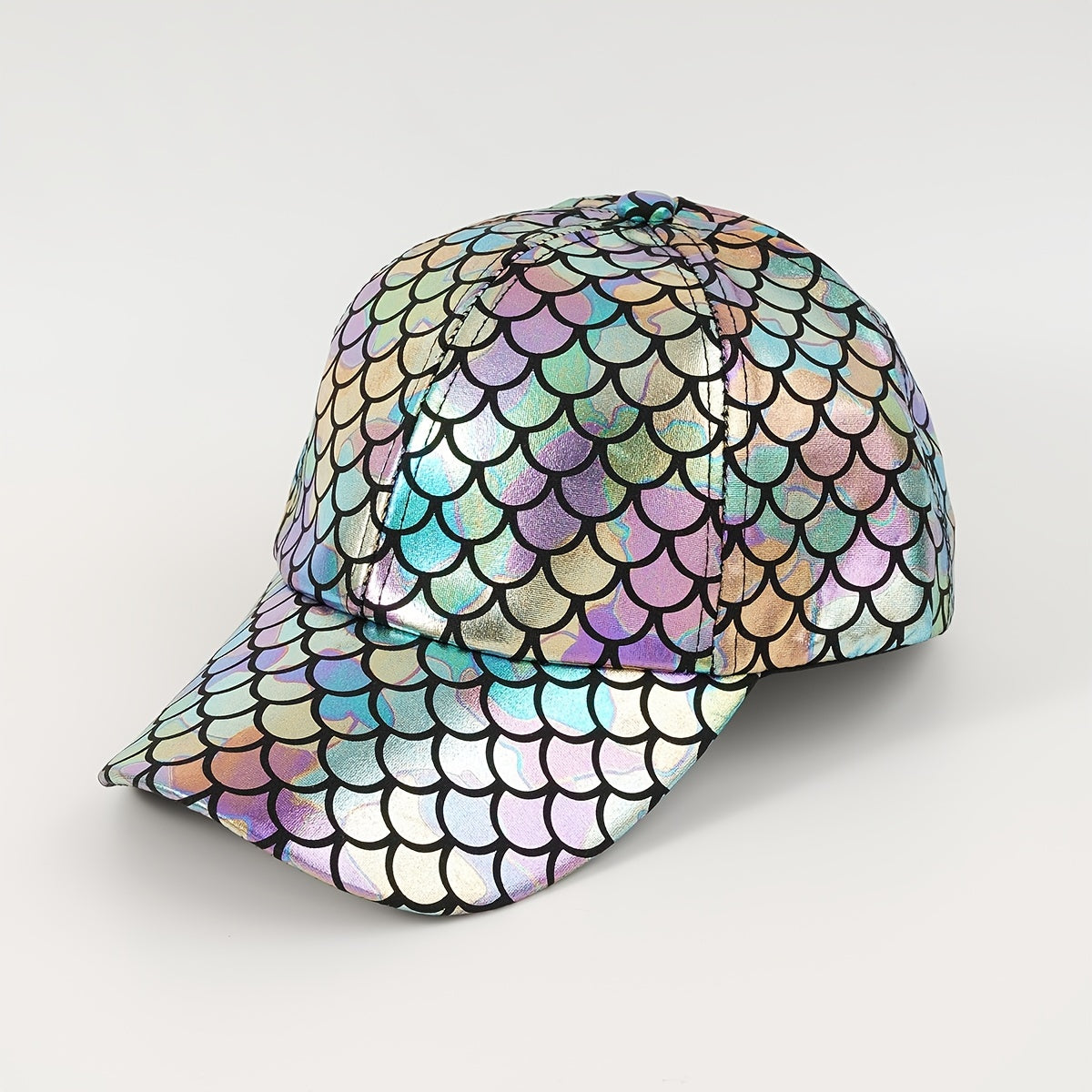 Mermaid Sequin Baseball Cap Colorful Fish Scales Print Unisex Streetwear Hat