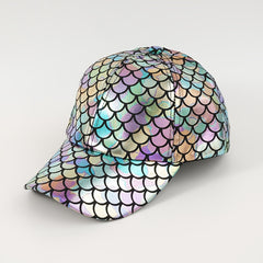 Mermaid Sequin Baseball Cap Colorful Fish Scales Print Unisex Streetwear Hat