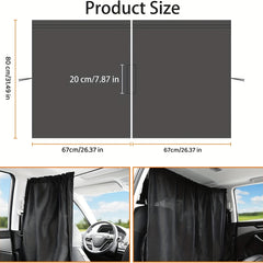 2pcs Car Divider Sunshade Curtains For Privacy Travel