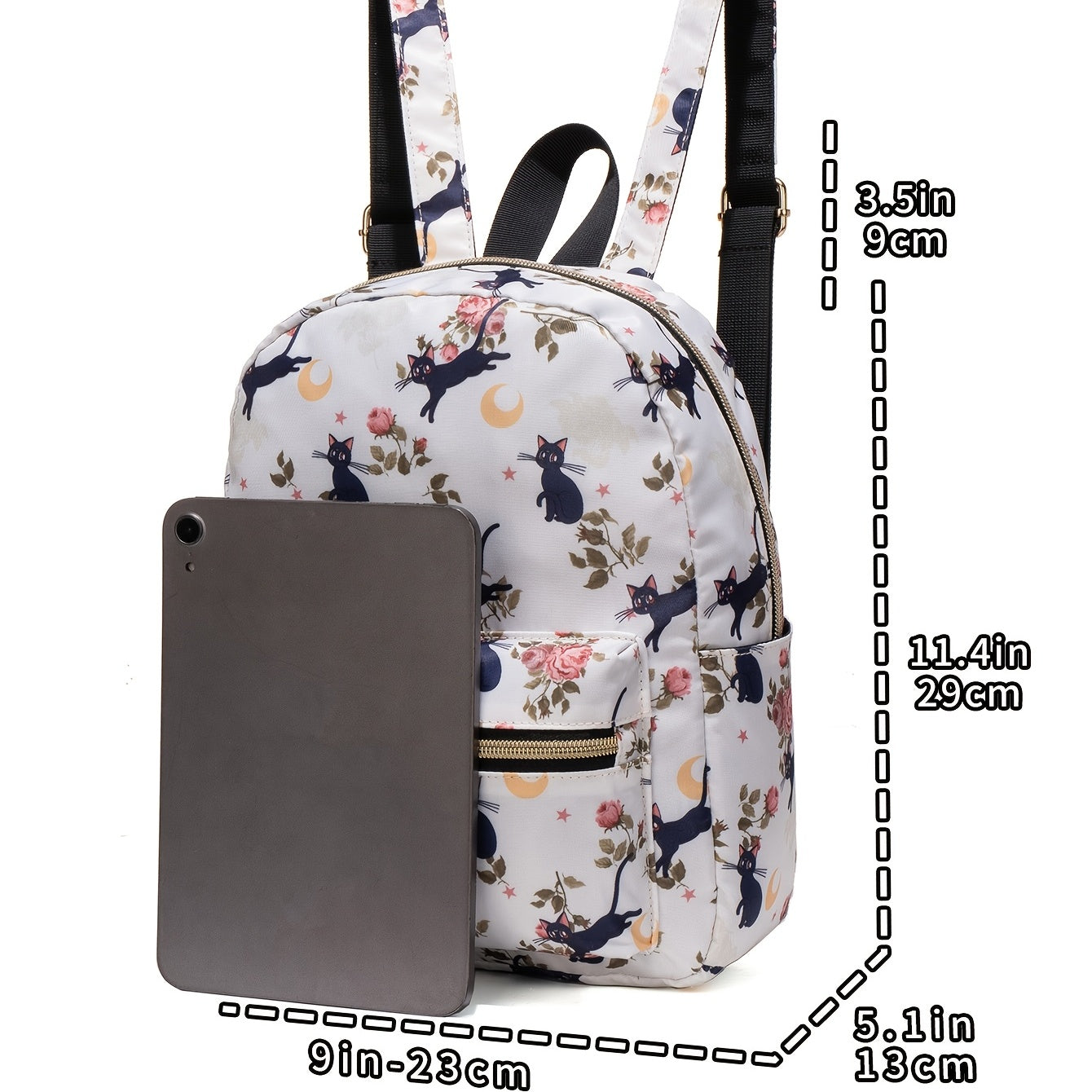 Cat Print Backpack Lightweight Daypack Casual Travel Bookbag