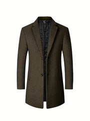 Men's Woolen Coat Single Breasted Casual Windbreaker Jacket