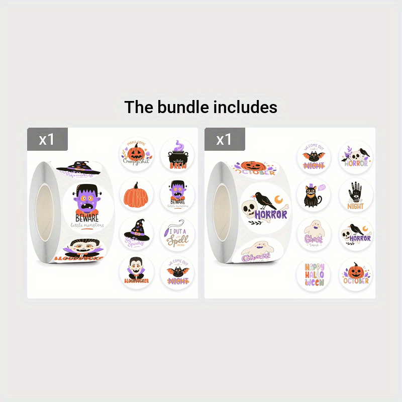 500pcs Halloween Funny Cartoon Stickers Self-adhesive Holiday Decoration