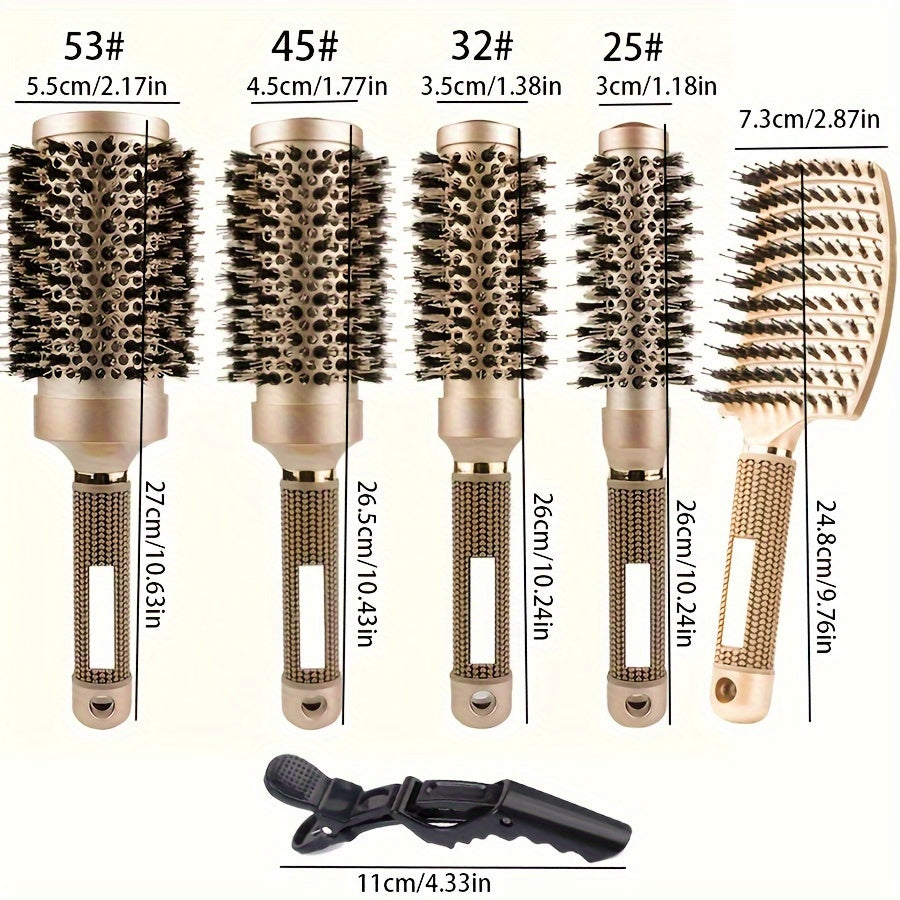 7 Piece Hair Styling Brush Set Boar Bristle Ceramic